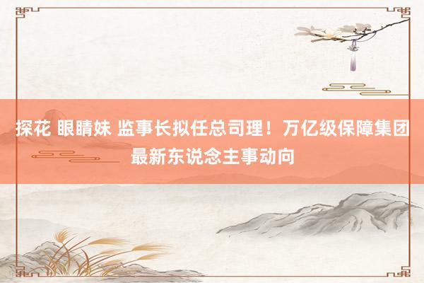 探花 眼睛妹 监事长拟任总司理！万亿级保障集团最新东说念主事动向