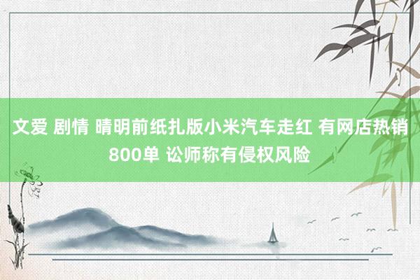 文爱 剧情 晴明前纸扎版小米汽车走红 有网店热销800单 讼师称有侵权风险