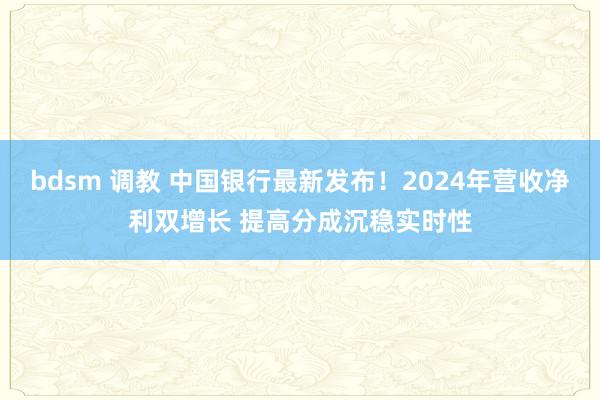 bdsm 调教 中国银行最新发布！2024年营收净利双增长 提高分成沉稳实时性